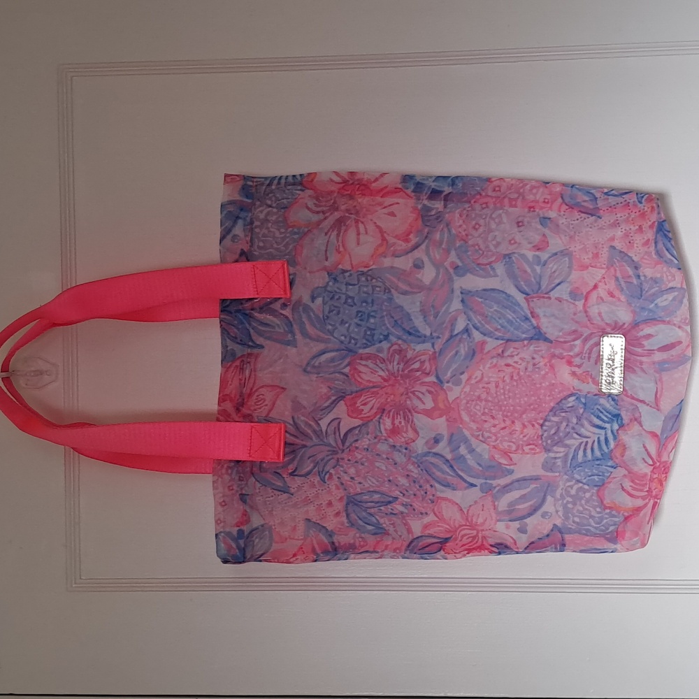 Lilly Pulitzer Mesh Tote, Pink Isle Snappy Turtle